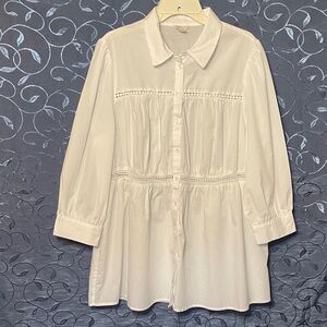 Cato  Women's Size XL White Button Down Shirt with Cut out details